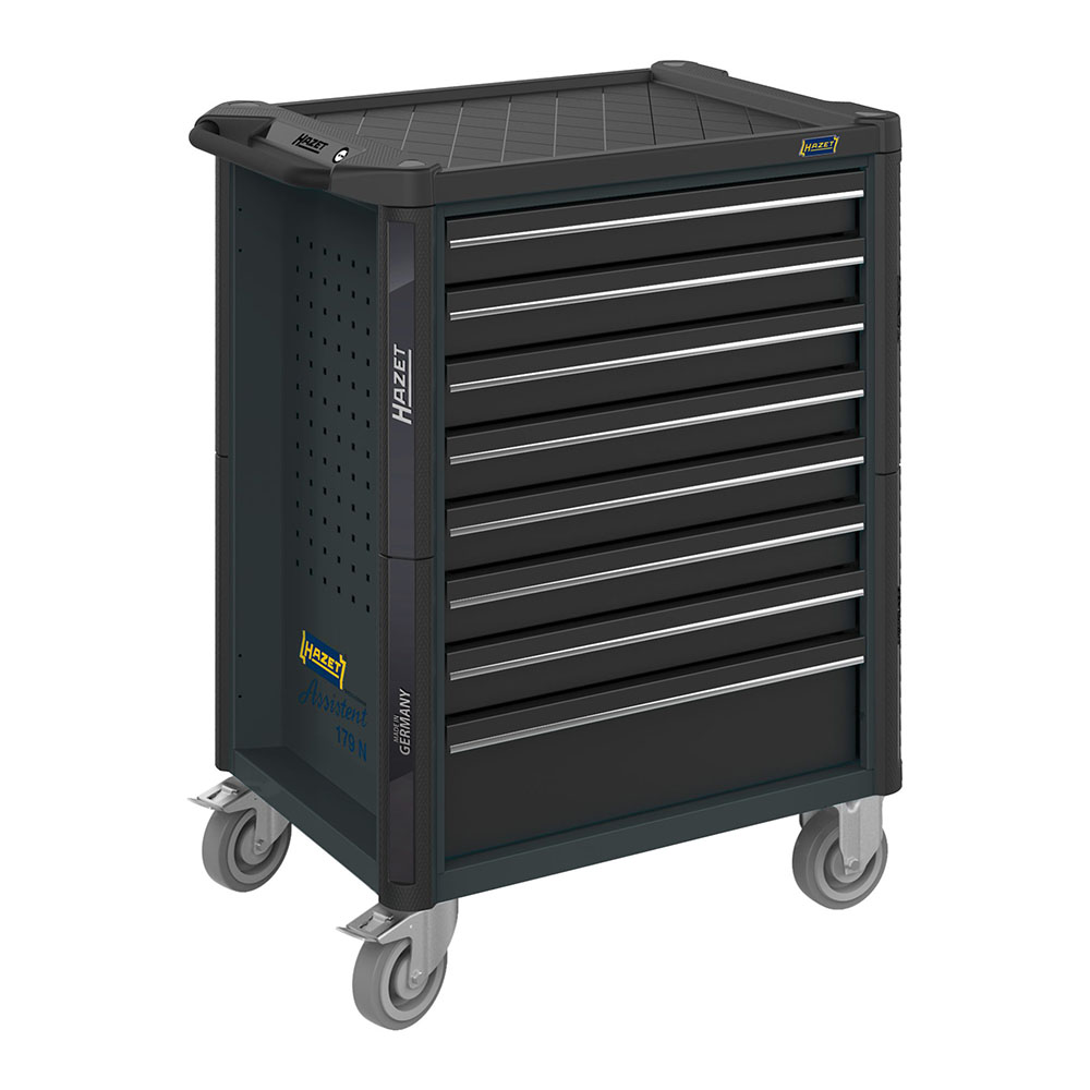 Werkzeuge – Qualität für Profis Der Werkstattwagen Assistent ist mit seinem schwarz-grauen Design, seinen acht Schubladen und Rollen die ideale Wahl für alle, die professionelle Werkzeuge kaufen möchten. Jetzt kaufen