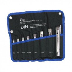 Werkzeuge – Qualität für Profis Ein Set mit acht Condor-Rohrsteckschlüssel-Sätzen von 6–22 mm, ordentlich sortiert in einem blauen Stoffbeutel – ideal für alle, die ihr Werkzeugset kaufen und aufrüsten möchten. Jetzt kaufen