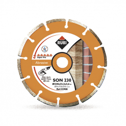 Werkzeuge – Qualität für Profis Die RUBI DIAMANTSCHEIBE SON 125 SUPERPRO ist eine runde Schleifscheibe mit segmentierter Kante, ideal für Heimwerker, die professionelles Werkzeug suchen. Perfekt zum Schneiden von Materialien, mit detaillierten Produktspezifikationen und Sicherheitssymbolen. Jetzt kaufen