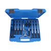 Werkzeuge – Qualität für Profis Ein Condor Universal-Abzieher-Satz, 2+3 armig, ø 40–125 mm, 100–255 mm, wird in einem übersichtlichen blauen Kunststoffkoffer mit verschiedenen Metallstangen und Aufsätzen geliefert, ideal für alle, die professionelles Werkzeug suchen. Jetzt kaufen