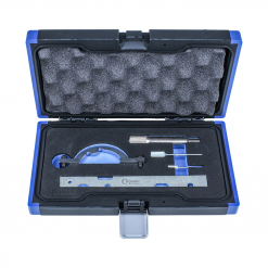 Werkzeuge – Qualität für Profis Ein Präzisionsmesswerkzeugsatz namens Condor Motoreinstell-Werkzeug-Satz, geeignet für Opel-Motoren 1,0 12 V, 1,2 16 V und 1,4 16 V, wird in einem schützenden blauen Koffer mit Schaumstoffeinlage geliefert und umfasst ein Messgerät, Sonden und einen Akkuschrauber-Set-Schraubendreher. Jetzt kaufen