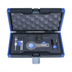 Werkzeuge – Qualität für Profis Ein Condor Motoreinstell-Werkzeug-Satz, Opel CDTi, untergebracht in einem mit blauem und schwarzem Schaumstoff ausgekleideten Koffer mit ordentlich angeordneten mechanischen Werkzeugen wie dem Schraubenschlüssel-Set „Kaufen“ darin. Jetzt kaufen