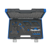 Werkzeuge – Qualität für Profis Ein Condor Motoreinstell-Werkzeug-Satz, Fiat FIRE EVO2, ist ordentlich in einem schwarz-blauen Hartschalenkoffer mit Schaumstoffeinlage untergebracht. Dieses Set ist ideal für alle, die Werkzeug kaufen möchten, denn es sorgt dafür, dass jedes Teil seinen Platz hat, sodass Sie es leicht erreichen und organisieren können. Jetzt kaufen