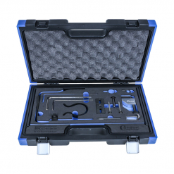 Werkzeuge – Qualität für Profis Öffnen Sie den Condor Motoreinstell-Werkzeug-Satz, PSA / Fiat 2.0 und 2.2 L in einem blau-schwarzen Koffer, der eine Vielzahl von Profi Werkzeugen kaufen enthält, organisiert in Schaumstofffächern. Jetzt kaufen