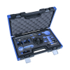 Werkzeuge – Qualität für Profis Offener blau-schwarzer Werkzeugkoffer mit Schaumstoffpolsterung, mit verschiedenen Präzisionswerkzeugen, darunter dem Condor Motoreinstell-Werkzeug-Satz für VAG 1.2 / 1.6 / 2.0 TDI CR-Modelle, alle in dafür vorgesehenen Fächern angeordnet. Perfekt für alle, die professionelle Werkzeuge kaufen möchten. Jetzt kaufen
