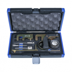 Werkzeuge – Qualität für Profis Ein für Renault Common Rail entwickelter Condor Motoreinstell-Werkzeug-Satz, untergebracht in einem blau-schwarzen Koffer mit verschiedenen Metallwerkzeugen, einschließlich einem hochwertigen Schraubenschlüssel-Satz, alles ordentlich angeordnet in Schaumstofffächern. Jetzt kaufen
