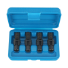 Werkzeuge – Qualität für Profis Ein blauer Kunststoffkoffer mit vier hintereinander angeordneten schwarzen Gewindebolzen, ideal für Kaufinteressenten des Condor Unterrahmen-Positionierungsbolzen, 4-tlg., M12, VAG. Jetzt kaufen