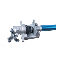 Werkzeuge – Qualität für Profis Nahaufnahme einer mechanischen Komponente mit blauem Griff, ideal für alle, die die Condor Druckluft-Drehspindel, rechts- und linksdrehend, neues Modell kaufen möchten. Sie verfügt über metallische Gelenke und Anschlüsse, perfekt für Heimwerker, die hochwertige Werkzeuge kaufen möchten. Jetzt kaufen