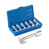 Werkzeuge – Qualität für Profis Der Condor Leitungsschlüssel-Satz, ein blaues Kunststoffetui mit sechs metallischen Steckschlüsseln von 12 bis 19 mm, ist geöffnet. Ein Schlüssel liegt außerhalb des Etuis. Jetzt kaufen