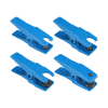 Werkzeuge – Qualität für Profis Vier blaue Kunststoff-Clips mit schwarzen Scharnieren, gitterförmig auf weißem Untergrund angeordnet, vermitteln die Präzision, die Sie beim Kauf des umfangreichen Condor Leitungs-Verschlussklemmen-Sets, 8-tlg. erwarten. Jetzt kaufen
