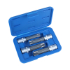 Werkzeuge – Qualität für Profis Blauer Kunststoffkoffer mit einem Satz von vier Condor T-Profil SLB T70-100 Torx-Steckschlüsseleinsätzen, jeder mit Metallic-Finish und ordentlich in einzelnen Fächern angeordnet – perfekt für alle, die nach preisgünstigen „Elektrowerkzeugen günstig“ suchen, um ihre Werkzeugsammlung zu erweitern. Jetzt kaufen