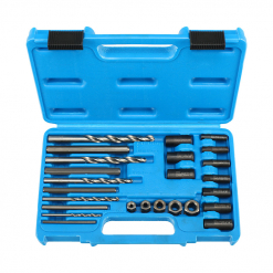 Werkzeuge – Qualität für Profis Ein blauer Kunststoffkoffer mit dem Condor Gewindeausdreh-Satz, einem umfassenden 25-teiligen Set für Schrauben und Bolzen von M5 bis M16, komplett mit übersichtlich angeordneten Komponenten in dafür vorgesehenen Schlitzen. Jetzt kaufen
