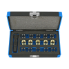 Werkzeuge – Qualität für Profis Ein Reparatursatz für Zündkerzengewinde mit Griff in einem blau-schwarzen, schaumstoffgepolsterten Koffer, ideal für alle, die den Condor Reparatur-Satz für Zündkerzengewinde, 16-tlg., M14x1,25 kaufen möchten. Jetzt kaufen