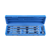 Werkzeuge – Qualität für Profis In einem blauen Kunststoffkoffer sind sieben in Schlitzen angeordnete Metallkomponenten untergebracht, die für die präzise Anwendung mit Werkzeugen konzipiert sind – ideal für alle, die in den Condor Glüh-/Zündkerzengewinde-Nachschneid-Satz, 7-tlg. investieren möchten. Jetzt kaufen