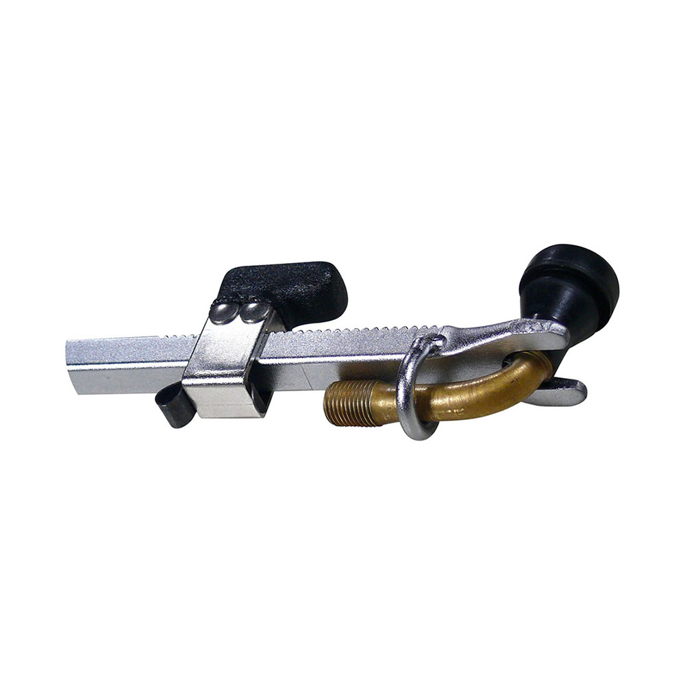 Werkzeuge – Qualität für Profis Nahaufnahme des Condor Reifenventil De-/Montagewerkzeugs, das für gebogene Ventile entwickelt wurde. Es zeigt sein Metallgehäuse, den schwarzen Kunststoffknopf und die Messingfassung. Ideal für alle, die ihren Werkzeugkasten erweitern möchten – denken Sie daran, es Ihrer Liste der wichtigsten Dinge hinzuzufügen, wenn Sie ein Werkzeug kaufen. Jetzt kaufen