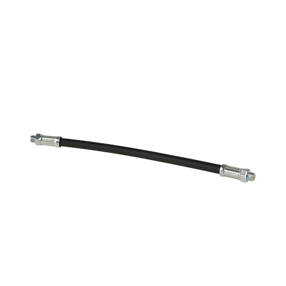 Werkzeuge – Qualität für Profis Ein anpassbarer schwarzer Pressol Panzerschlauch-M-Schlauch mit silbernen Anschlüssen an beiden Enden und einem schlichten weißen Hintergrund ist ideal für Ihr nächstes Projekt, wenn Sie den Kauf von Werkzeugen wie dem Akkuschrauber-Set oder anderen preisgünstigen Elektrowerkzeugen in Erwägung ziehen. Jetzt kaufen