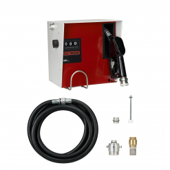 Werkzeuge – Qualität für Profis Eine Zapfsäule mit rot-weißem Gehäuse und elegantem schwarzen Zapfhahn verfügt über eine übersichtliche Zähleranzeige. Zusammen mit dem schwarzen Spiralschlauch und verschiedenen Armaturen ist die Pressol DIESELMAxx 100 l/min-230 V für jede Autofahrt ebenso unverzichtbar wie ein Akkuschrauber-Set für Heimwerkerarbeiten. Jetzt kaufen