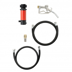 Werkzeuge – Qualität für Profis Wir präsentieren das Kraftstoff-Transferpumpen-Kit Pressol MOBIMAxx 54 l/min-14,3 gpm-24 V-DC, ABK-ZVD-4 m mit einem auffälligen roten Motor, einer silbernen Düse und schwarzen Schläuchen mit elegant auf weißem Hintergrund angeordneten Anschlüssen – ideal für alle, die Werkzeuge oder Elektrowerkzeuge zu einem günstigen Preis kaufen möchten. Jetzt kaufen