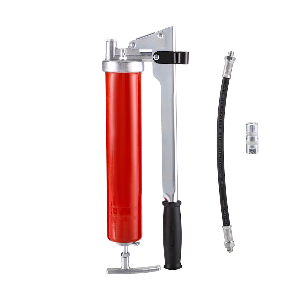 Werkzeuge – Qualität für Profis Die Pressol PRELIxx PRO rot M 10 x 1 14203 331 ist eine rote Handfettpresse mit schwarzem Griff sowie flexiblem Schlauch und kleinem Metallaufsatz für punktgenaues Schmieren. Jetzt kaufen