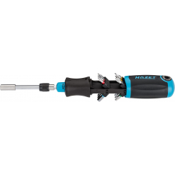 HAZET Bit Ratschen-Schraubendreher 810R-3 ∙ Schlitz Profil, Kreuzschlitz Profil PH, Pozidriv Profil PZ, Innen TORX® Profil, Innen Sechskant Profil, 1/4 Zoll (6,3 mm) Sechskant