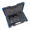 Werkzeuge – Qualität für Profis In einem blau-schwarzen Hartschalenkoffer befindet sich der Condor Motoreinstell-Werkzeug-Satz BMW S85 mit verschiedenen beschrifteten Metallteilen, die ordentlich in Schaumstoff gepolstert sind. Jetzt kaufen