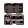 Werkzeuge – Qualität für Profis Ein schwarzer Kunststoffkoffer mit geöffnetem Deckel, in dem sich ein SENECA Power Bit Klingen Set XZN M6-M14 SE-966 befindet: neun lange Schraubendreherbits und ein Steckdosenadapter, alle übersichtlich in passenden Schlitzen angeordnet. Jetzt kaufen