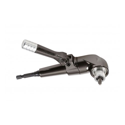 Werkzeuge – Qualität für Profis Das cobit Winkelgetriebe 1/4" (20-teiliges Set) mit Schnellwechselbohrfutter und Bits ist ein Winkelbohraufsatz aus Metall mit silbernem Griff und schwarzem Schaft, der sich ideal zum Bohren oder Schrauben in engen, schwer zugänglichen Bereichen eignet. Jetzt kaufen