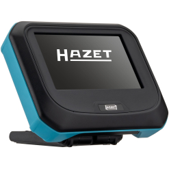 Werkzeuge – Qualität für Profis Ein elektronisches Diagnosegerät der Marke Hazet mit großem Farbdisplay und einem robusten blau-schwarzen Gehäuse, abgebildet auf weißem Hintergrund. Jetzt kaufen