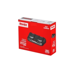 Werkzeuge – Qualität für Profis Rote Ronix-Schnellladebox für zwei Batterien, Modell 8994, mit aufgedruckter Produktabbildung und technischen Daten auf der Verpackung. Jetzt kaufen