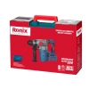 Werkzeuge – Qualität für Profis Rote und schwarze Ronix-Verpackung mit Abbildung eines bürstenlosen Akku-Bohrhammers, beschriftet mit „20 V“, Modell 8679, links ist die Tragetasche abgebildet. Jetzt kaufen