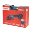 Werkzeuge – Qualität für Profis Rote Verpackung mit einem Ronix 40V-Mini-Winkelschleifer-Set (bürstenlos), auf der Abbildungen und technische Daten des Akku-Werkzeugs aufgedruckt sind. Jetzt kaufen