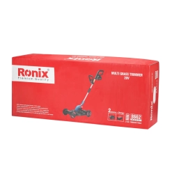 Werkzeuge – Qualität für Profis Rote Verpackungsschachtel für einen Ronix 20V Multi-Rasentrimmer mit Produktabbildung, technischen Daten und Markenlogo auf der Vorderseite. Jetzt kaufen