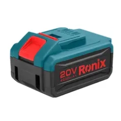 Werkzeuge – Qualität für Profis Ein wiederaufladbarer 20-V-Akku vom Typ Ronix mit 4000 mAh, einem blaugrünen und schwarzen Gehäuse sowie einem roten Auslöseknopf. Jetzt kaufen