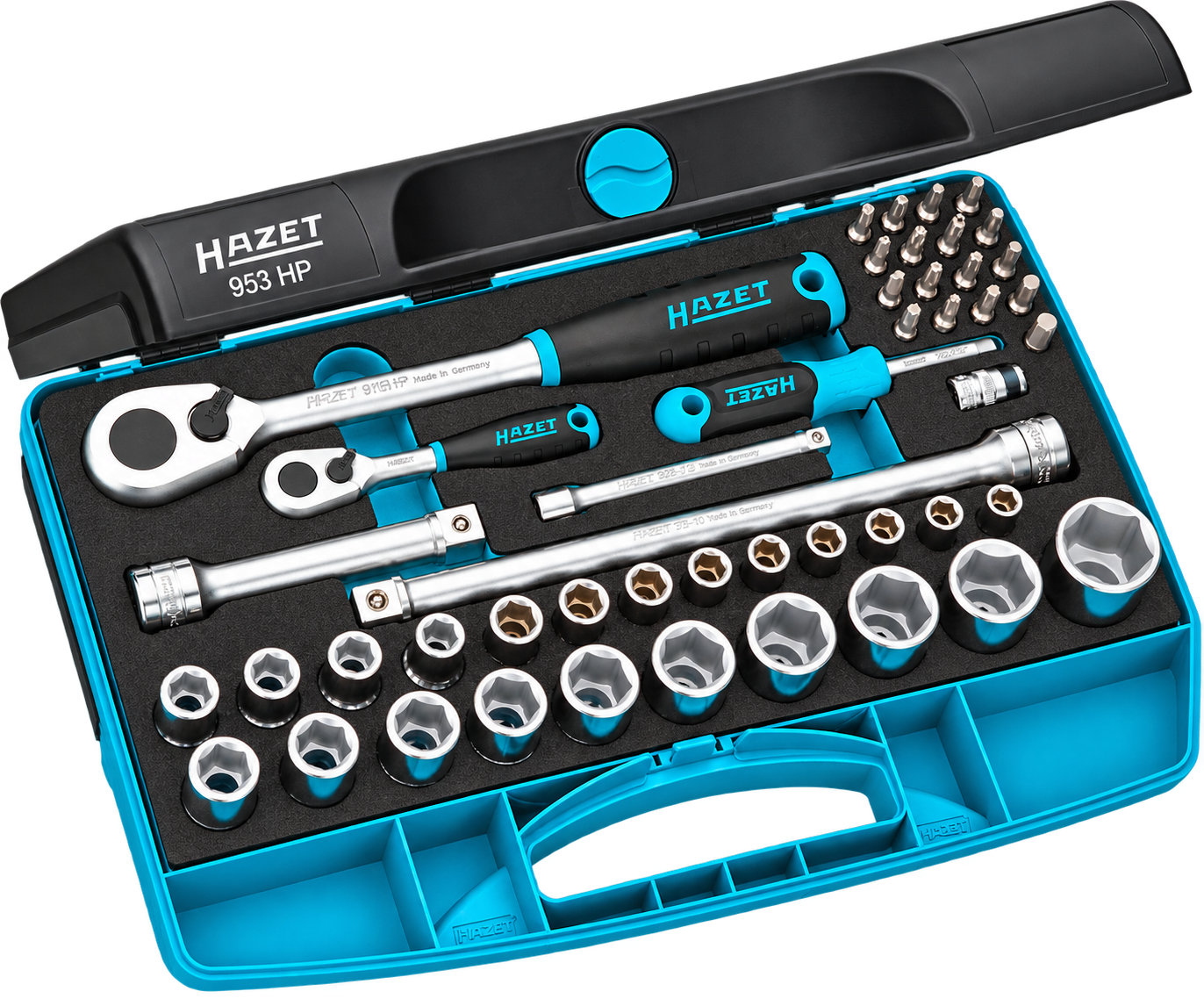 Werkzeuge – Qualität für Profis Hazet 953 HP Steckschlüssel-Set in einem blau-schwarzen Kunststoffkoffer. Jetzt kaufen