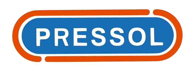 Werkzeuge – Qualität für Profis Das Wort PRESSOL in weißen Buchstaben auf einem blauen Oval, umrandet von einem orangefarbenen Rahmen. Jetzt kaufen