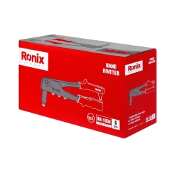 Werkzeuge – Qualität für Profis Eine rot-weiße Verpackung für die RONIX RH-1604 Handnietzange für Blindnieten 2,4–4,8 mm mit einer Abbildung des Werkzeugs und den technischen Angaben zu den Nietgrößen. Jetzt kaufen